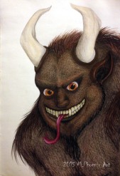 Krampus- 18" x 24" colored pencil and copic marker concept drawing